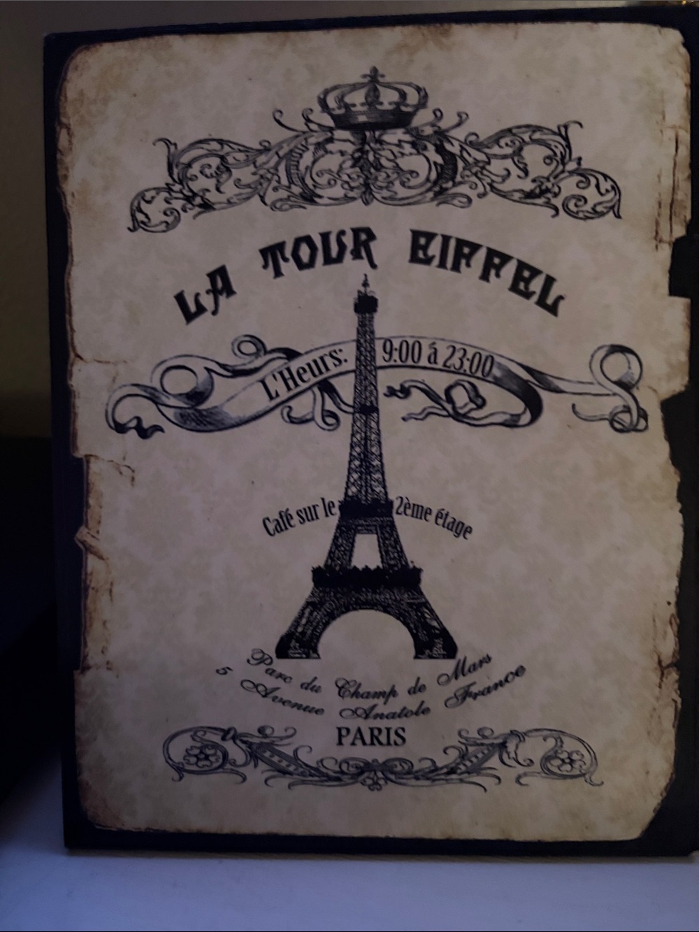 La Tour Eiffel Decorative Wall Art - Black & Cream Eiffel Print